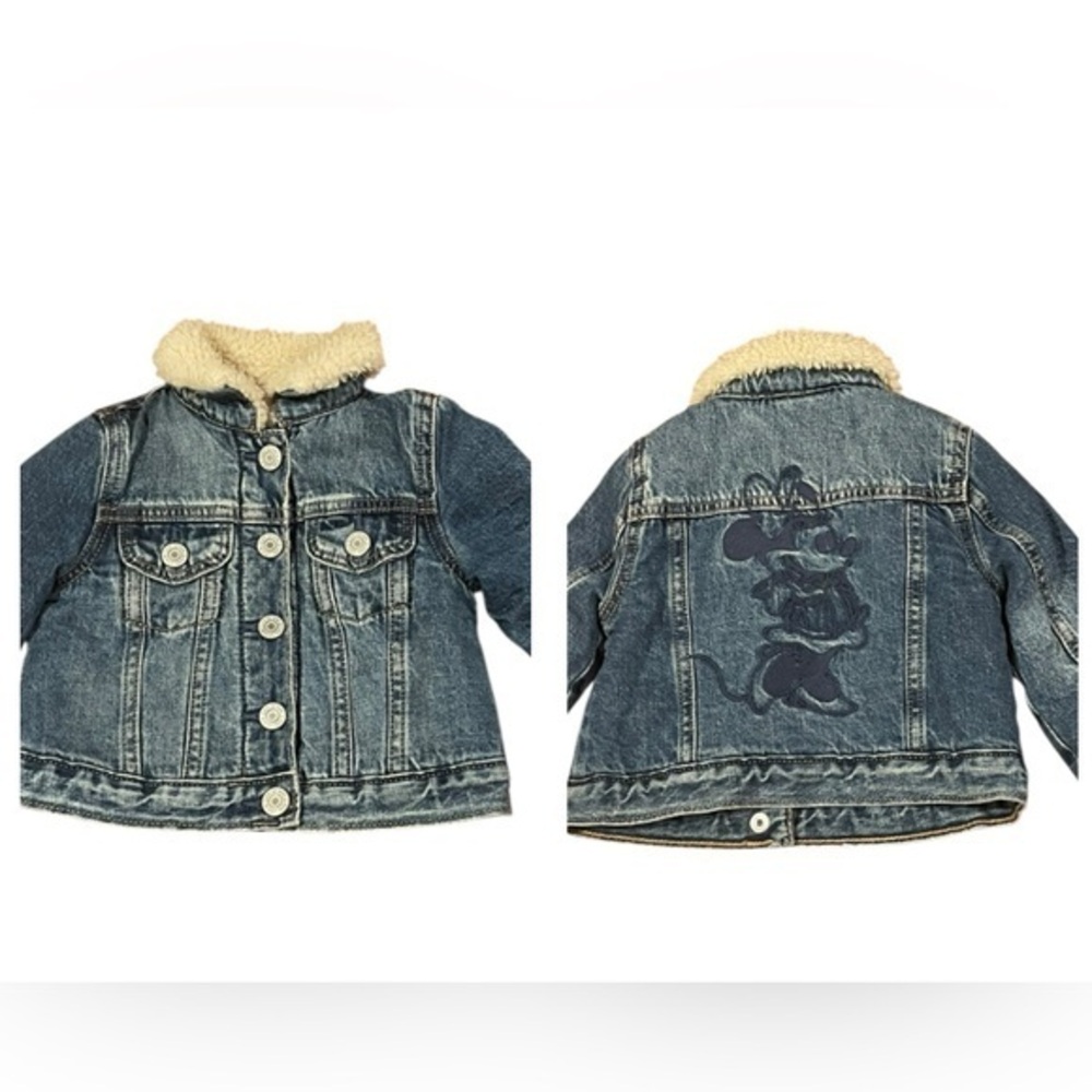 Baby Gap Minnie Mouse Denim Jacket Jean 18-24 Months Girls Sherpa Lined